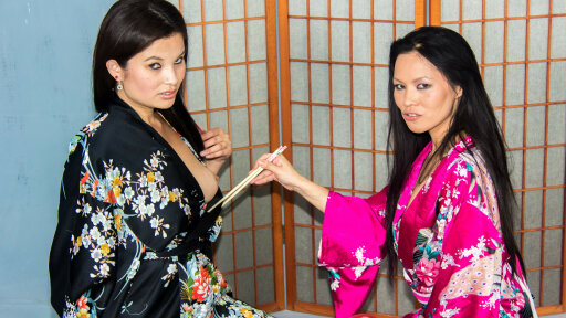 Lesbian Action With Brunette Asian Babes